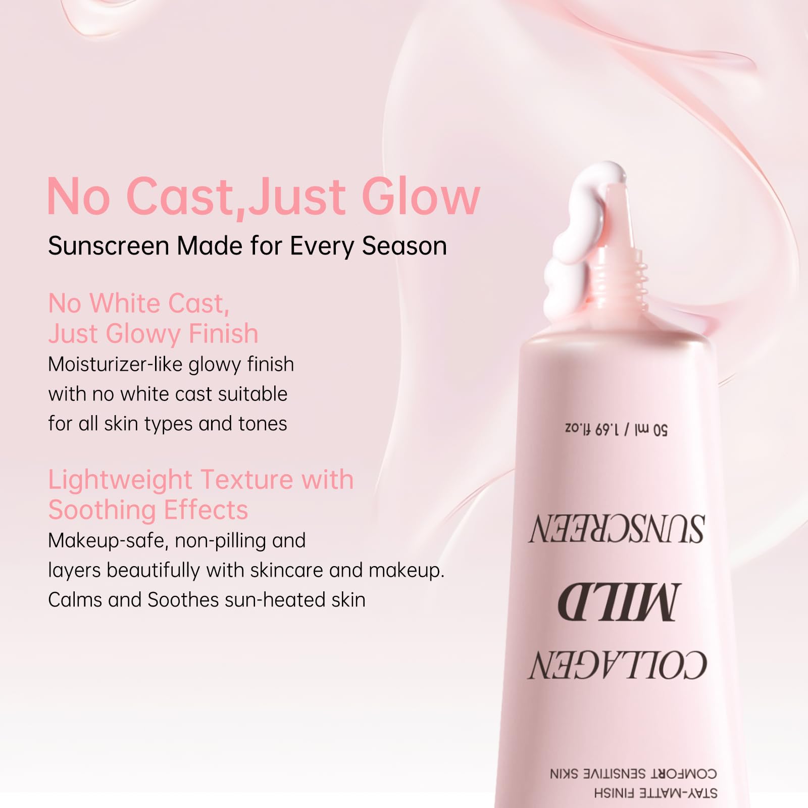 Collagen Mild Sunscreen SPF 50 for Face, Broad Spectrum Protection, Hydrating Facial Sunscreen with Peptides & Cica, Lightweight Non-Greasy, No White Cast, Natural Glow, Travel Size (2 PCS) DR.Seya buy australia supplements