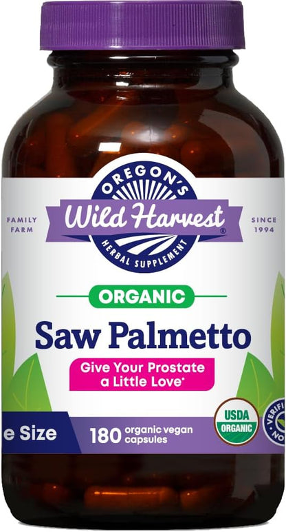Oregon's Wild Harvest Oregon's Wild Harvest Certified Organic Saw Palmetto Herbal Capsules, 180 Count (10609) Gsupps Australia