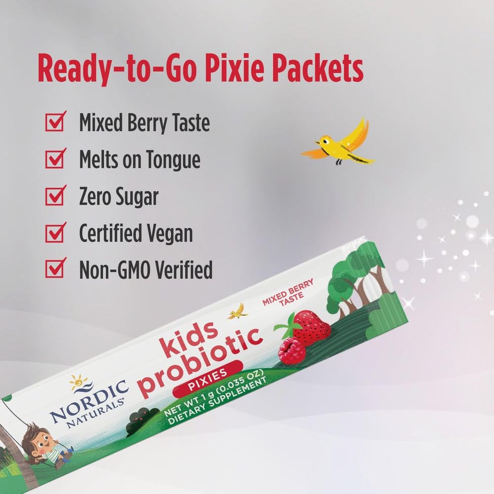 Nordic Naturals Kids Probiotic Quick Melt Powder, Mixed Berry - 30 Packets - 3 Billion CFU - Digestive Wellness, Immune Support - Non-GMO, Vegan - 30 Servings Nordic Naturals buy australia supplements