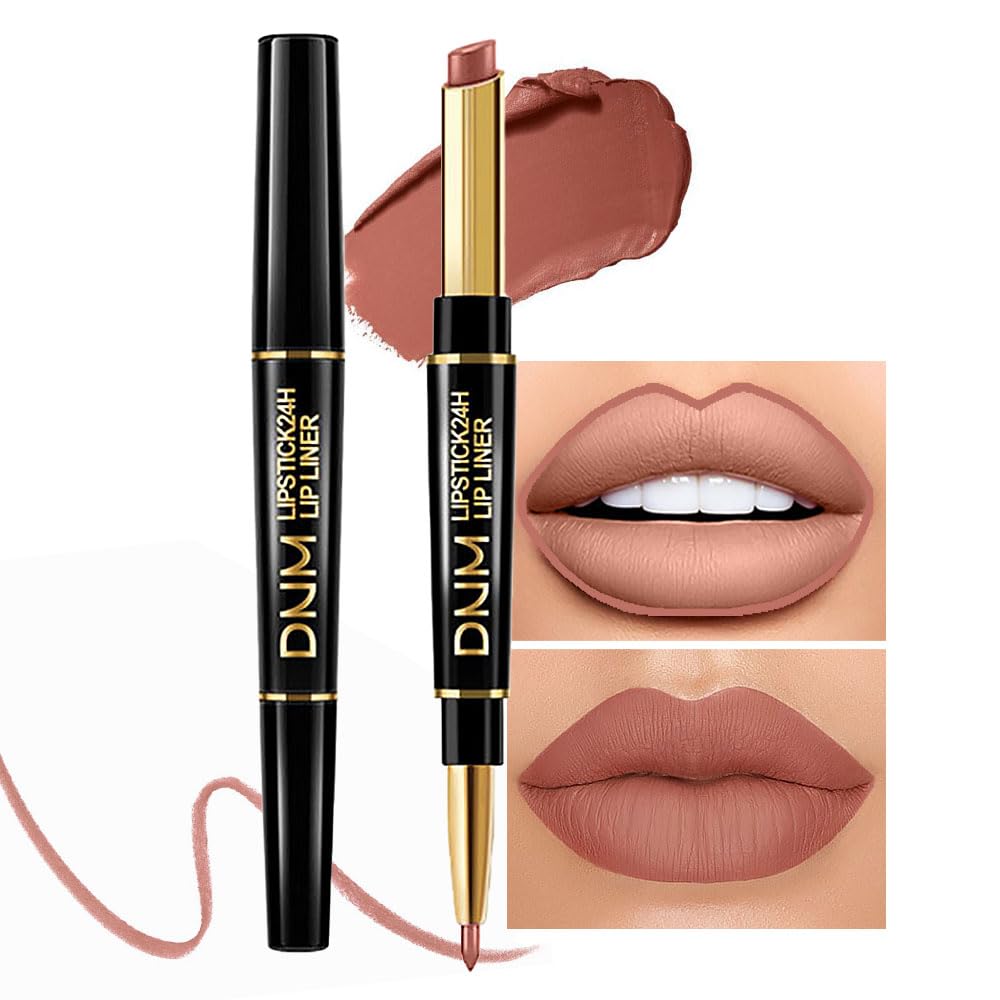 Kaely 2-in-1 Nude Brown Lip Liner & Lipstick Set Kit for Women, Matte Lips Kit with Lip Liner Lip Stains Long Lasting Waterproof 24 Hour Lipstick and Lip Liners Combo Lipliners Pencil Set 12 Kaely