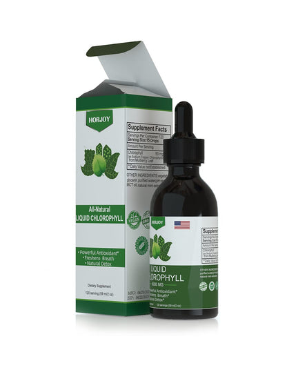 Chlorophyll Liquid Drops - 100% Natural Energy Booster and Immune Support - Internal Deodorant and Detox - Altitude Sickness Relief - Fast Absorption Horjoy