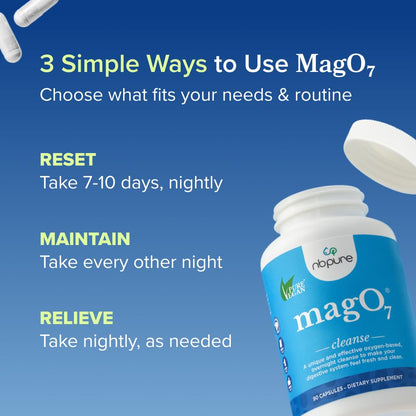 nbpure MagO7 - Natural Colon Cleanse & Detox - Occasional Constipation Relief, Stool Softener, & Bloating Support for Men & Women nbpure