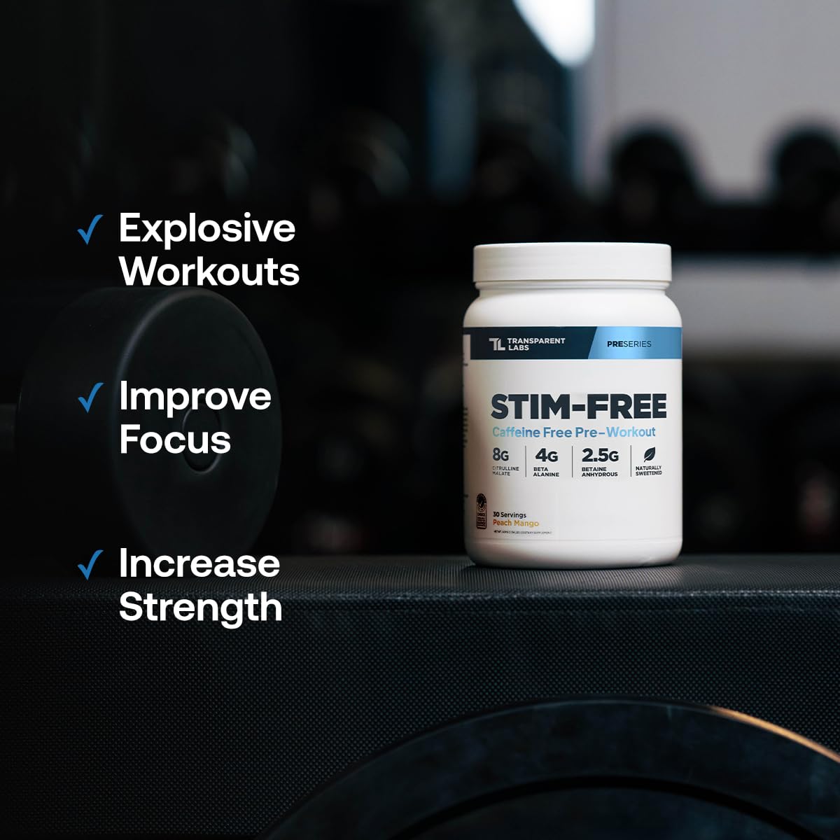 Transparent Labs Stim-Free Pre-Workout - Caffeine & Stim Free Pre Workout Powder for Men and Women with Beta Alanine Powder, Citrulline Malate, & elevATP - 30 Servings, Strawberry Lemonade Transparent Labs buy australia supplements