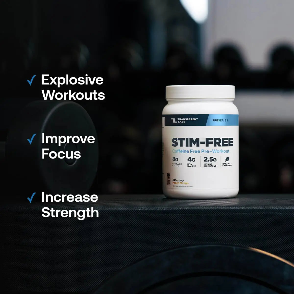 Transparent Labs Stim-Free Pre-Workout - Caffeine & Stim Free Pre Workout Powder for Men and Women with Beta Alanine Powder, Citrulline Malate, & elevATP - 30 Servings, Strawberry Lemonade Transparent Labs