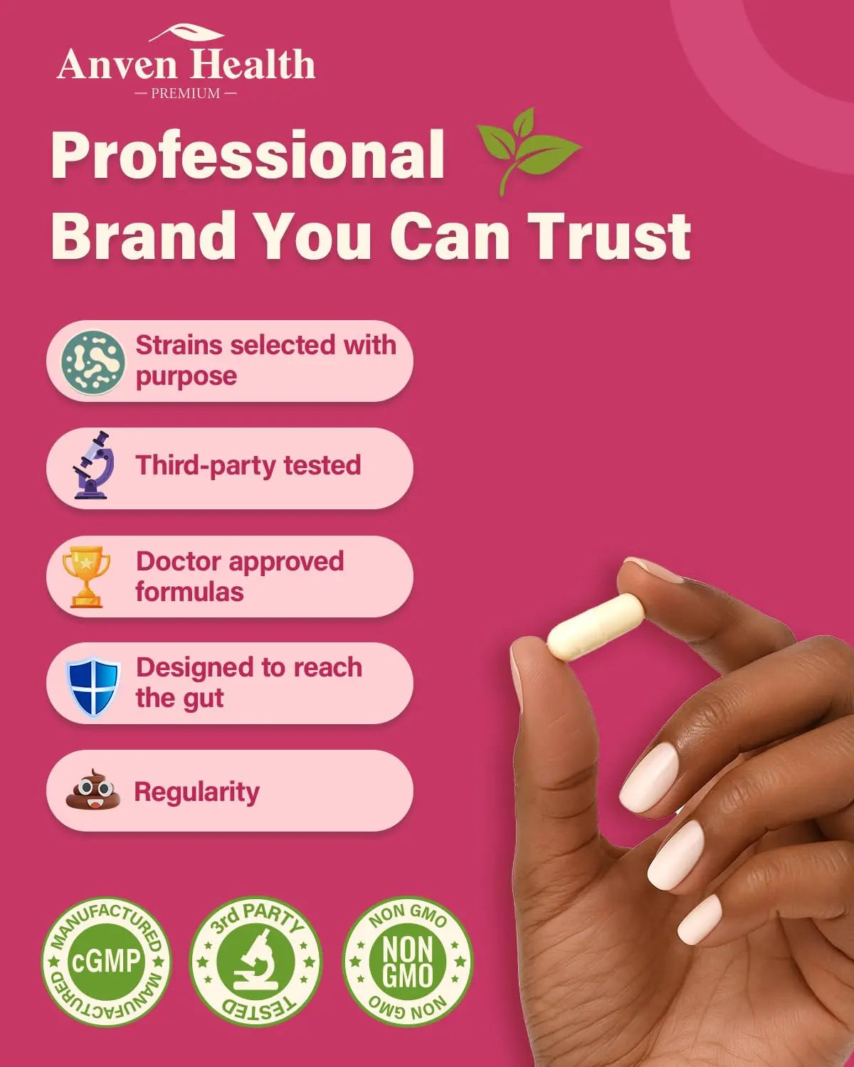 Anven Health Probiotics and Prebiotics for Women pH Balance & Digestion - 60 Billion Vaginal Probiotic with Cranberry & D-Mannose for Gut, Urinary, Immune Health, Anven Health