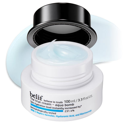 belif Aqua Bomb – Lightweight Gel Moisturizer with Niacinamide, Hyaluronic Acid & Squalane | 72H Hydration + Cooling Effect, Korean Skincare (3.3 fl oz) belif