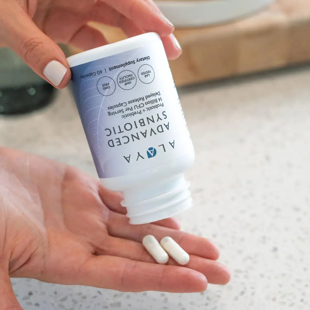 Alaya Naturals Advanced Synbiotic - Probiotic + Prebiotic - 14 Billion CFU Delayed Release Probiotic Supplement with Prebiotics from Sunfiber®, and L-glutamine for Gut Lining Integrity - 60 Capsules Alaya Naturals
