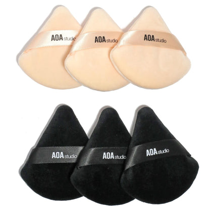 AOA Studio Velvet Puffs Makeup Puff Set of 6 Loose Powder Body Powder, Velour Makeup Blender Sponge Foundation Blending Sponges Set Beauty Makeup Tools(Black/Peach) AOA STUDIO