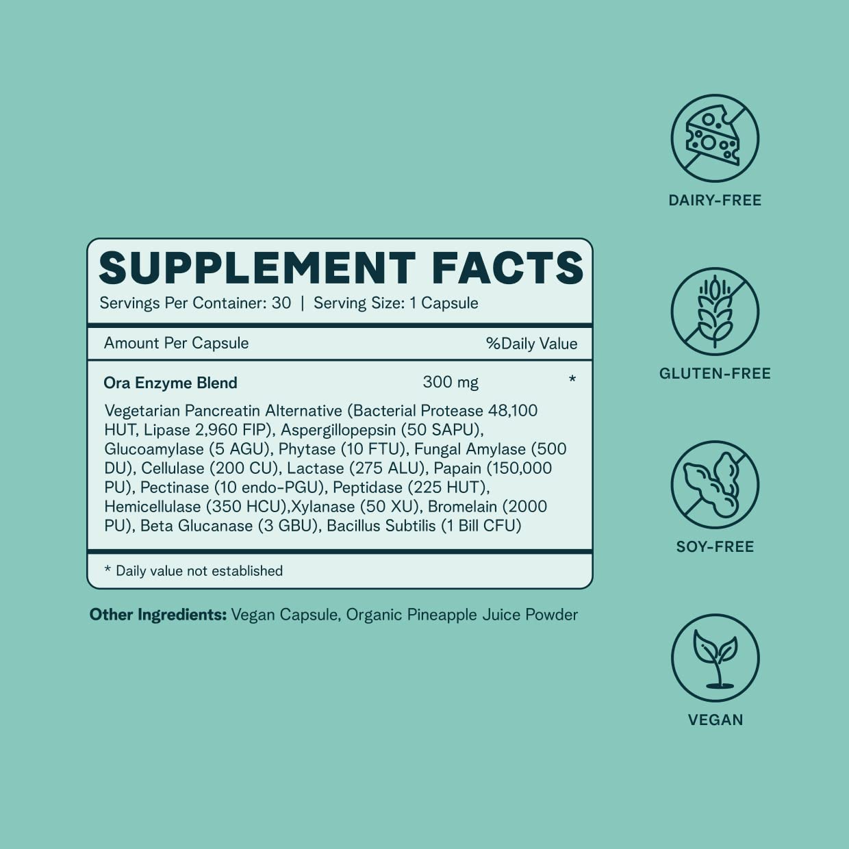 Ora Organic Multi-Enzyme Supplement - Vegan, Gluten Free Enzymes for Digestion with Probiotics for Gut Health, Bloating, Constipation and Gas Relief - 30 Easy to Swallow Capsules Ora Organic buy australia supplements