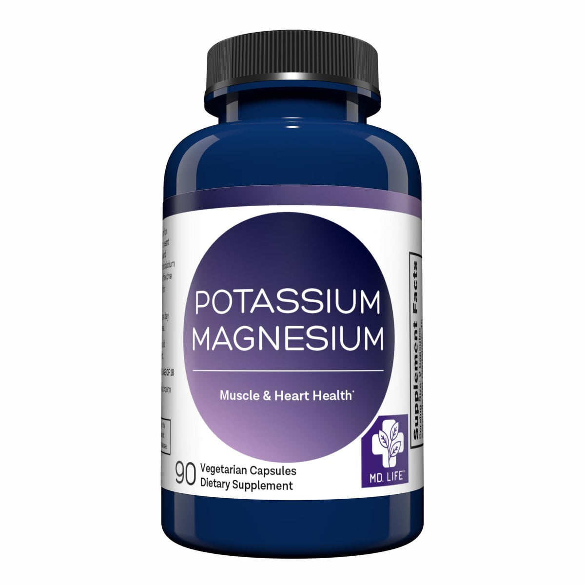 MD. Life Potassium Magnesium Supplement - 90 Capsules - Magnesium Potassium Supplement - High Absorption Complex MD.LIFE
