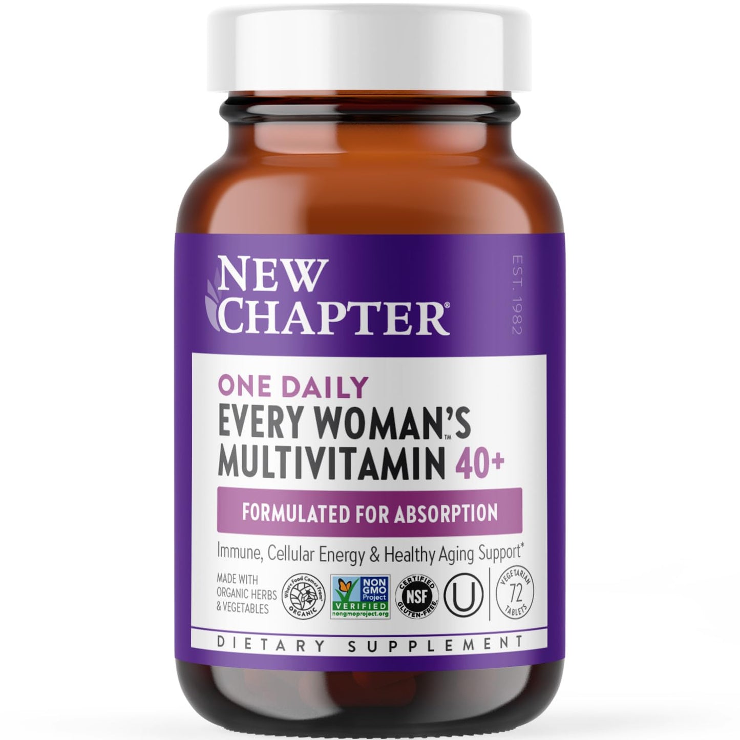 New Chapter Women’s Multivitamin 40+, extra B6 & B12, Biotin for Hair Growth, D3, Vit C, Zinc for Immune & Stress Support, Gentle on an Empty Stomach New Chapter