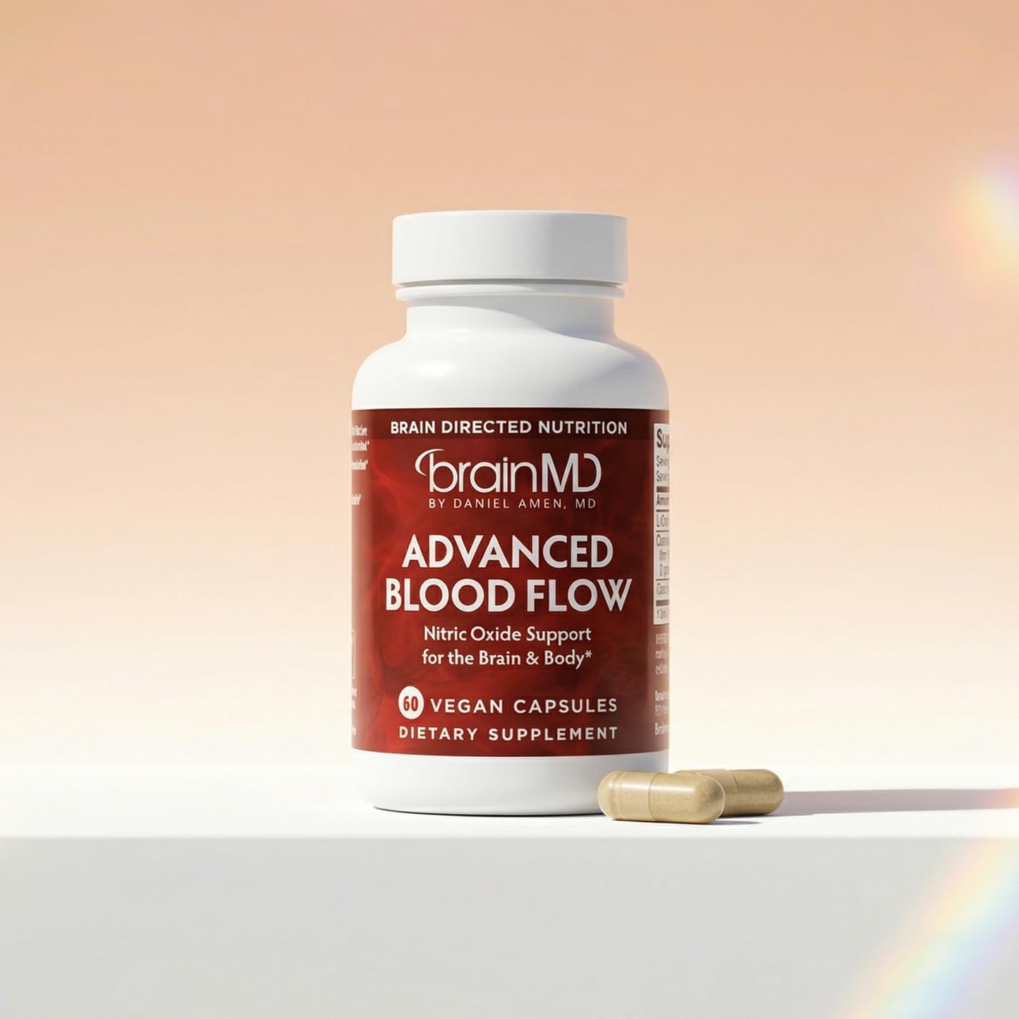 BRAINMD Advanced Blood Flow - 60 Vegan Capsules - Nitric Oxide Support for the Brain & Body - Gluten Free - 30 Servings | Nitric Oxide Support for Brain & Body, Gluten Free