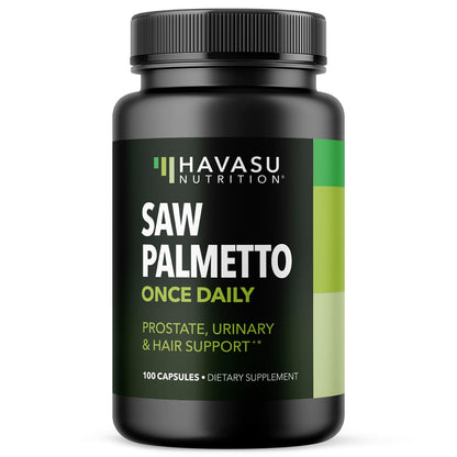 Saw Palmetto for Men Prostate Health Supplement to Promote Urinary Tract Function - 500mg Per Serving - 100 Count - DHT Blocker Hair Vitamin HAVASU NUTRITION
