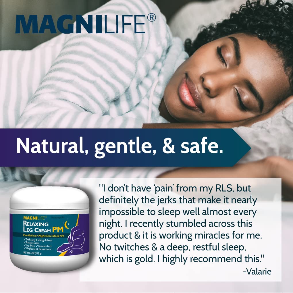 MagniLife Relaxing Leg Cream PM, 4 Oz, Homeopathic Nighttime Pain Reliever & Sleep Aid with Lavender & Magnesium, Non-Greasy Deep Penetrating Cream for Restless Legs & Discomfort MagniLife buy australia supplements