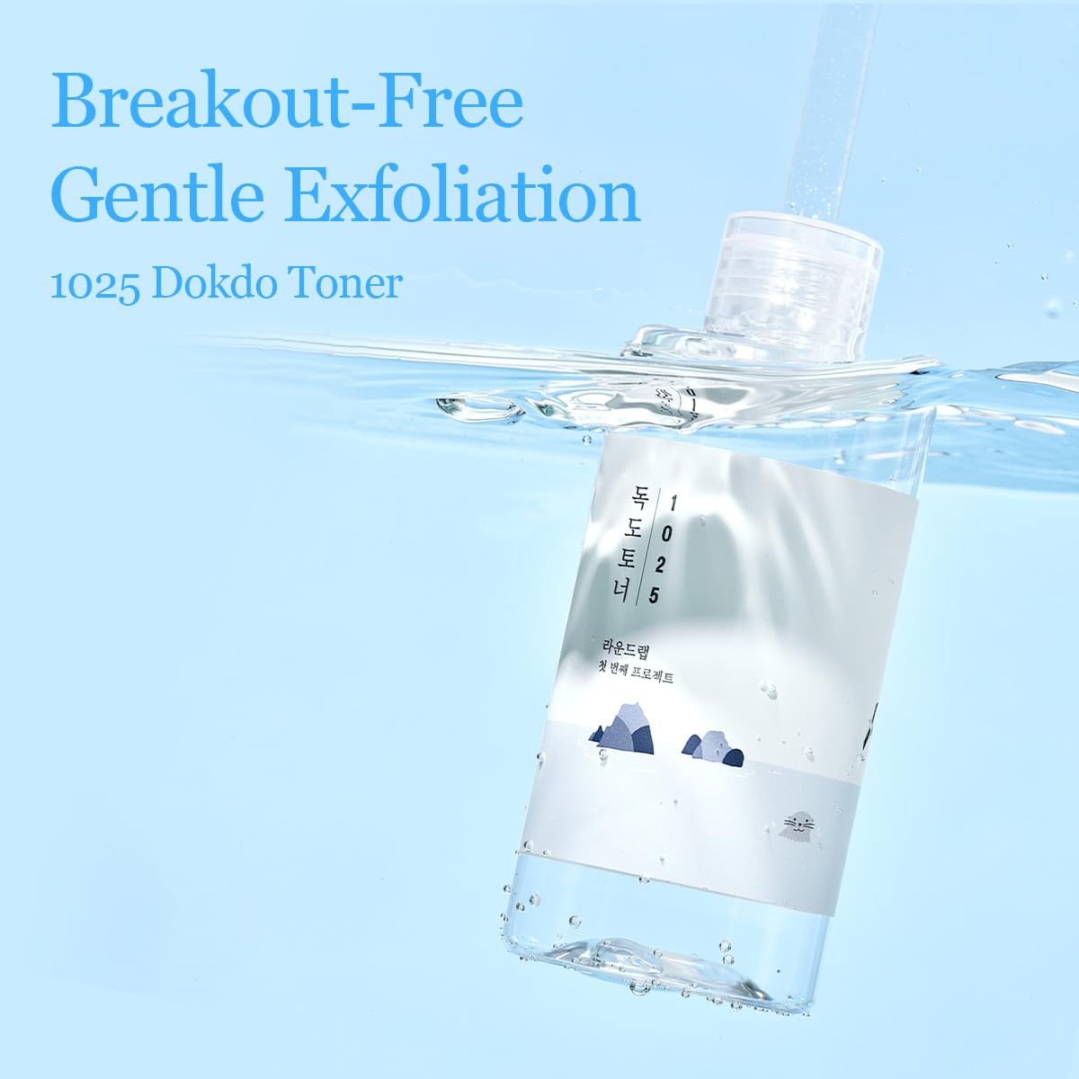 ROUND LAB 1025 Dokdo Toner 6.76 Fl Oz, Oil Control and Reduces Excess Sebum, Gentle Exfoliating Facial Toner, Deep Sea Water for Moisturization ROUND LAB
