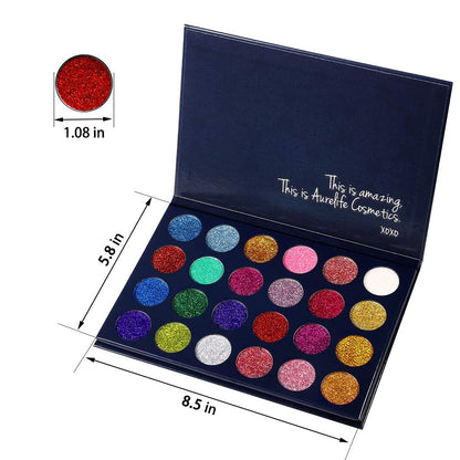 Aolailiya 24 Color Pressed Glitter Eyeshadow Palette - Mineral Ultra Shimmer Makeup Palette Eye Shadow Powder Long Lasting Waterproof Aolailiya