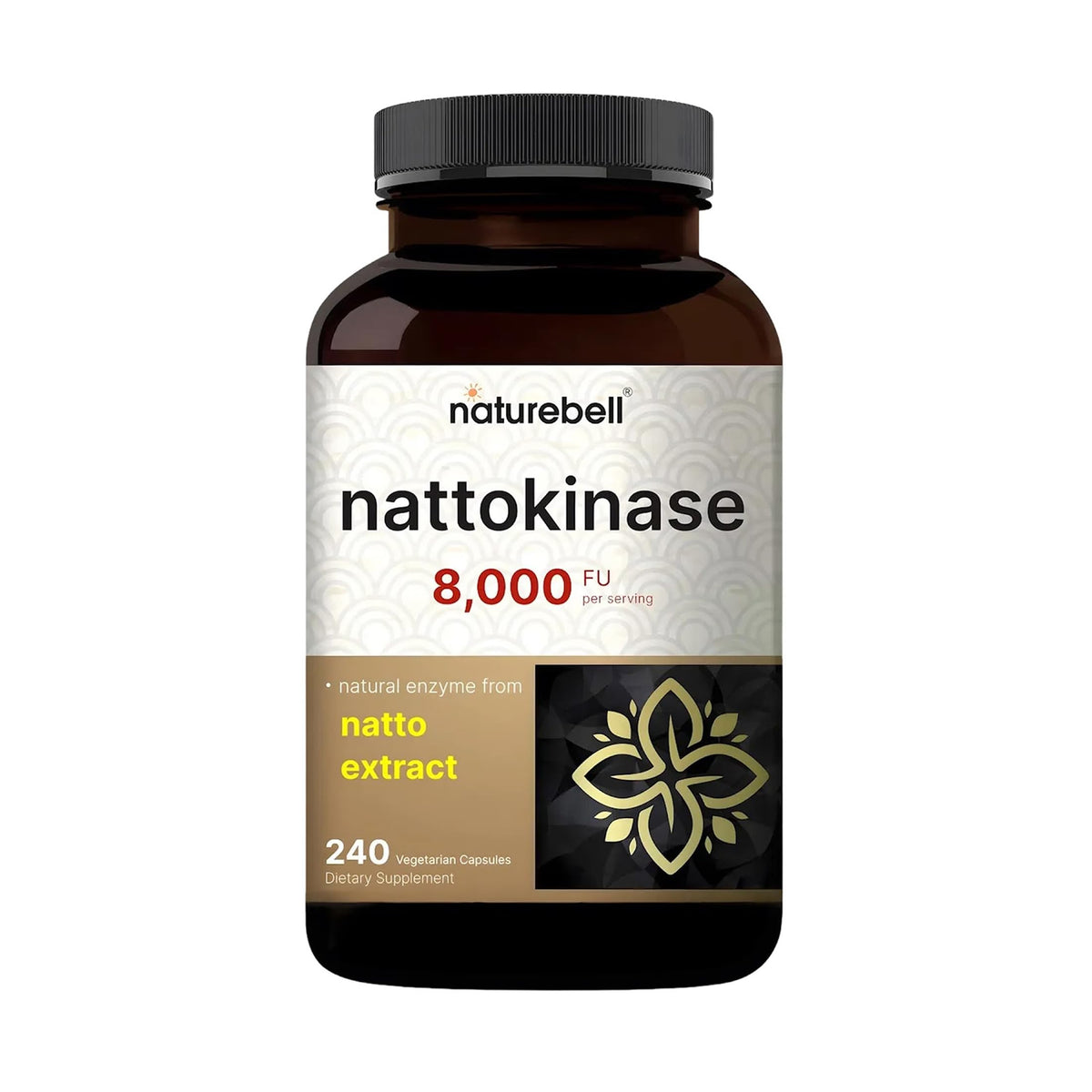 NatureBell Nattokinase - 240 Capsules - 8,000 FU Max Strength from Fermented Natto Extract - for Heart Health NatureBell