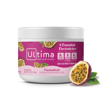 Ultima Replenisher Daily Electrolyte Powder Drink Mix – Sugar Free – Passionfruit, 30 Servings – Hydration Powder with 6 Key Electrolytes Ultima Replenisher