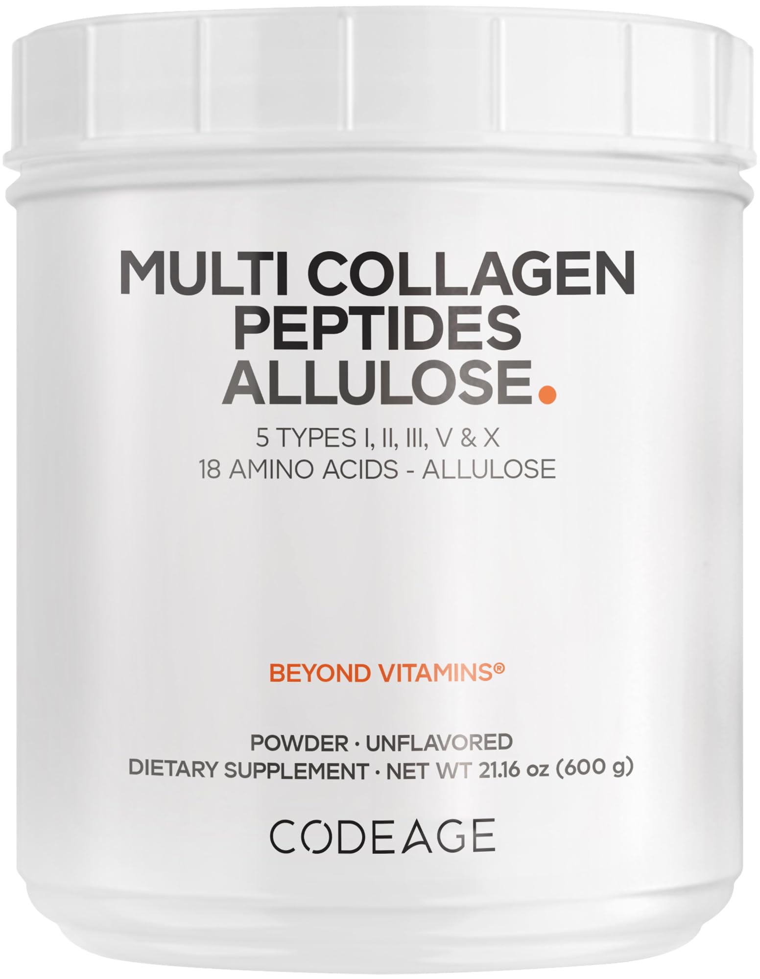 Codeage Multi Collagen Peptides Powder + Allulose - 5 Types - Grass-Fed Collagen - Rare Sugar Allulose Supplement - 0 Calorie Sweetener & 0 Carbs - 18 Amino Acids - Unflavored - Non-GMO - 30 Servings Codeage buy australia supplements