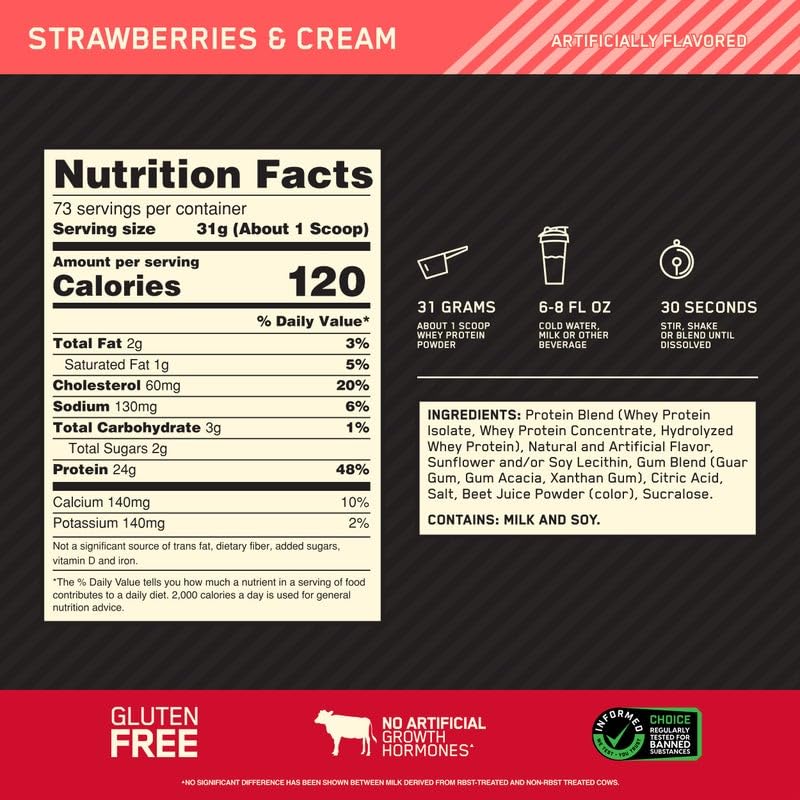 Optimum Nutrition Gold Standard 100% Whey Protein Powder, Strawberries & Cream Optimum Nutrition buy australia supplements