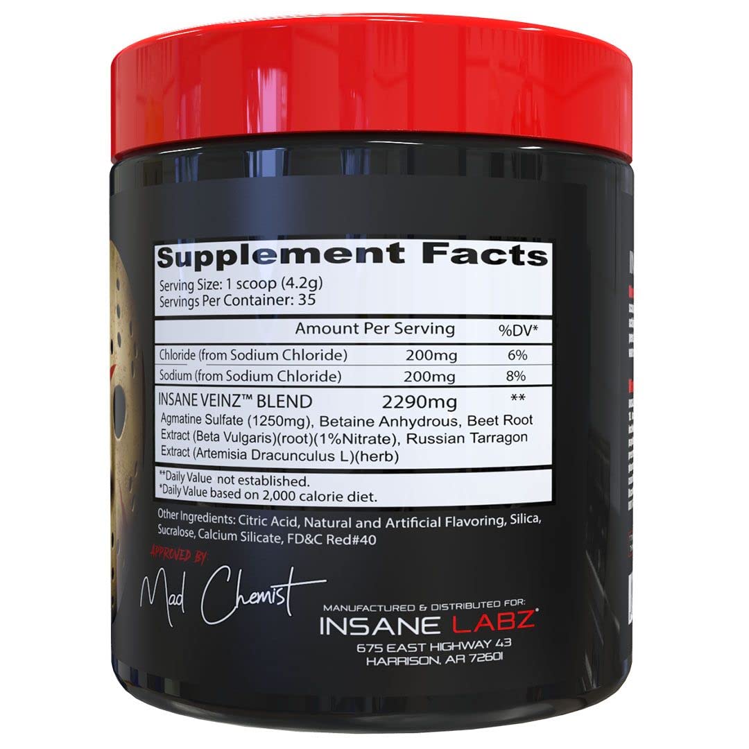 Insane Labz Psychotic and Insane Veinz Pre Workout Nitric Oxide Booster Stack, Increase Vascularity, Strength, Energy, Focus, Fruit Punch