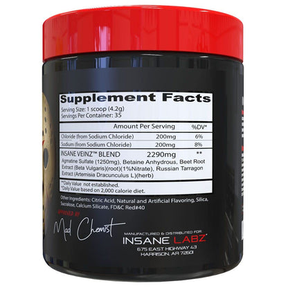 Insane Labz Psychotic and Insane Veinz Pre Workout Nitric Oxide Booster Stack, Increase Vascularity, Strength, Energy, Focus, Fruit Punch