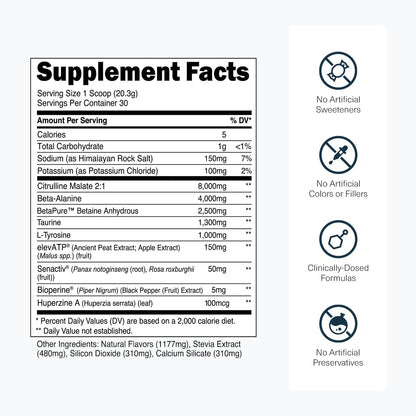 Transparent Labs Stim-Free Pre-Workout - Caffeine & Stim Free Pre Workout Powder for Men and Women with Beta Alanine Powder, Citrulline Malate, & elevATP - 30 Servings, Strawberry Lemonade