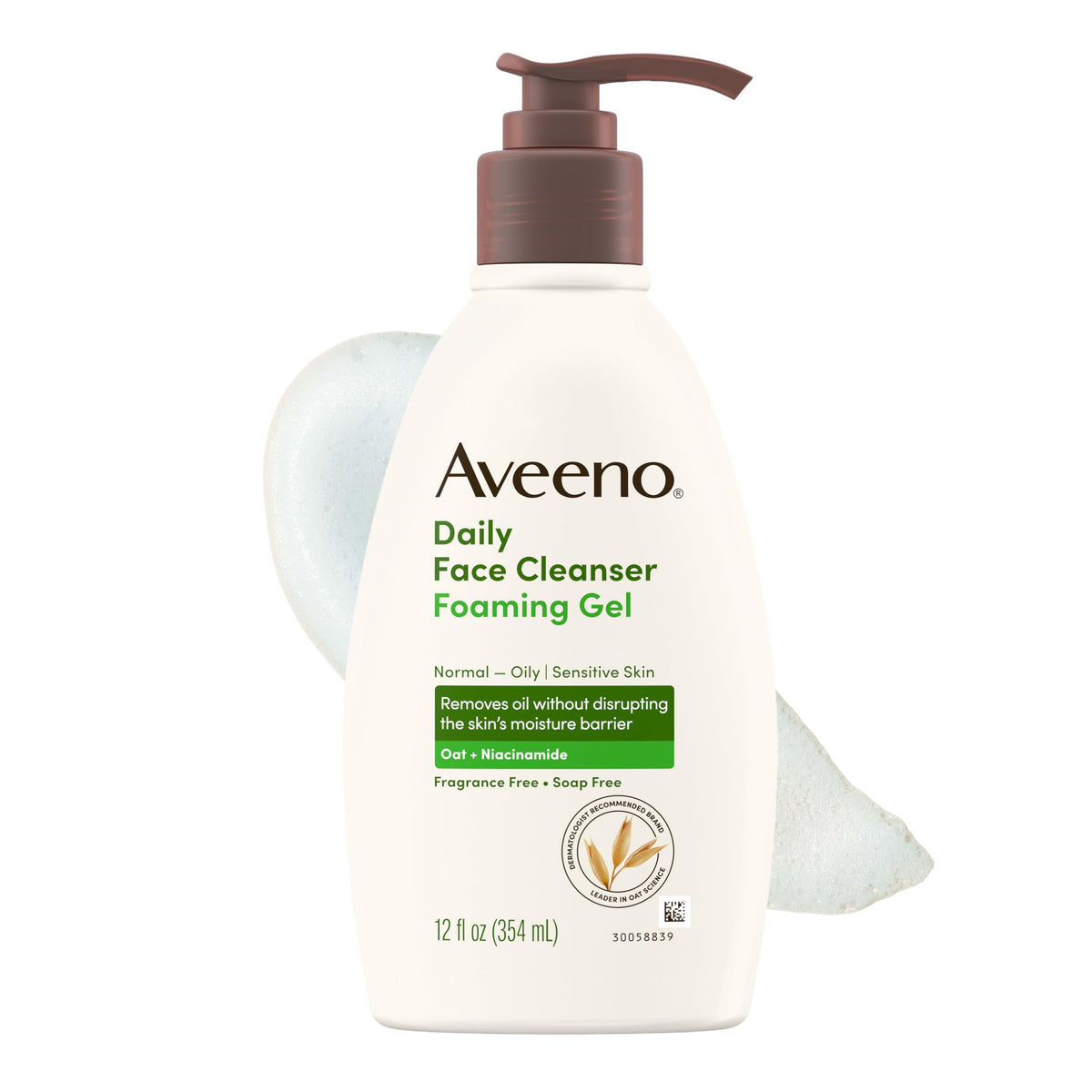 Aveeno Daily Foaming Gel Facial Cleanser, Fragrance Free, 12 fl. oz Aveeno