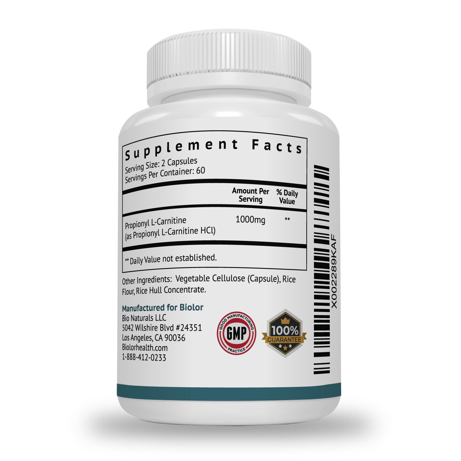 Biolor High Absorption Propionyl-L-Carnitine (PLCAR) No Artificial Fillers - Effective Propionyl L Carnitine HCL Supplement to Support Blood Circulation - 120 Capsules Biolor buy australia supplements