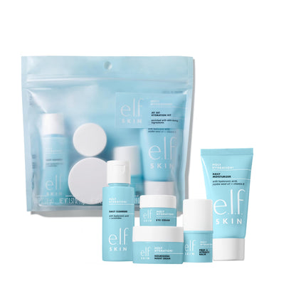e.l.f. SKIN Holy Hydration! Jet Set Hydration Kit, Travel Friendly Hydrating Skincare Set, Face Cleanser, Balm, Moisturizer, Eye Cream & Night Cream, Vegan & Cruelty-Free e.l.f.