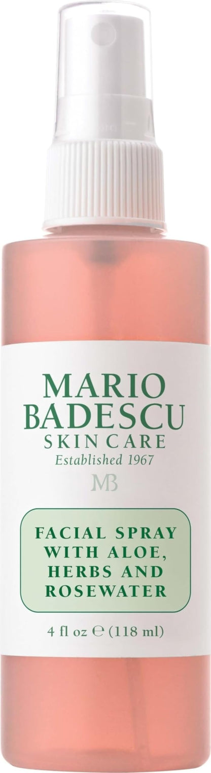 Mario Badescu Facial Spray with Aloe, Herbs and Rose Water for All Skin Types, Face Mist that Hydrates, Rejuvenates & Clarifies, 4 FL OZ Mario Badescu