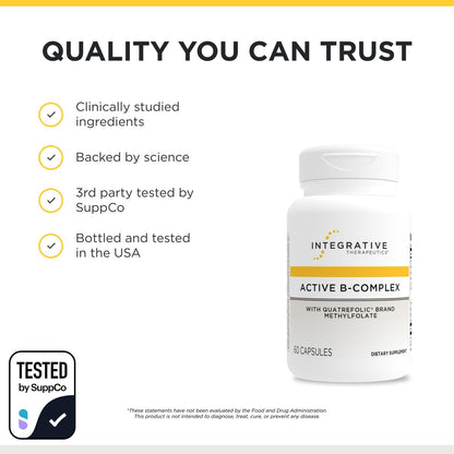 Integrative Therapeutics Active B-Complex - with Choline and Methylfolate - Cellular Energy, Immune Function & Heart Health Support with Vitamins B2, B6 & B12 Integrative Therapeutics