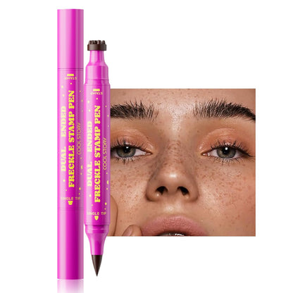 Beauty Glazed Dual-Ended Freckle Stamp Pen – Realistic Faux Freckles Makeup with Soft Sponge Stamp & Precision Tip – Waterproof Long-Lasting Freckle Marker for Natural or Bold Looks (#2 Mousy Brown) Beauty Glazed