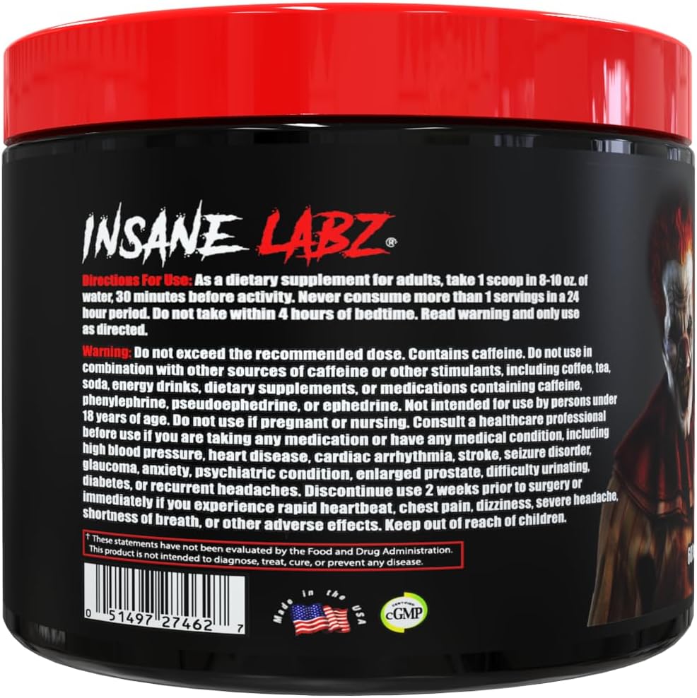 Insane Labz Psychotic Diablo Thermogenic Fat Burner for Men and Women with Grains of Paradise Theobromine Dandelion Root Extract Fueled by AMPiberry, Appetite Suppressant - 60 Servings