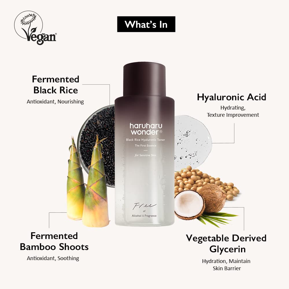 haruharu wonder Black Rice Hyaluronic Toner for Sensitive Skin, 5.07 fl. oz HARUHARU