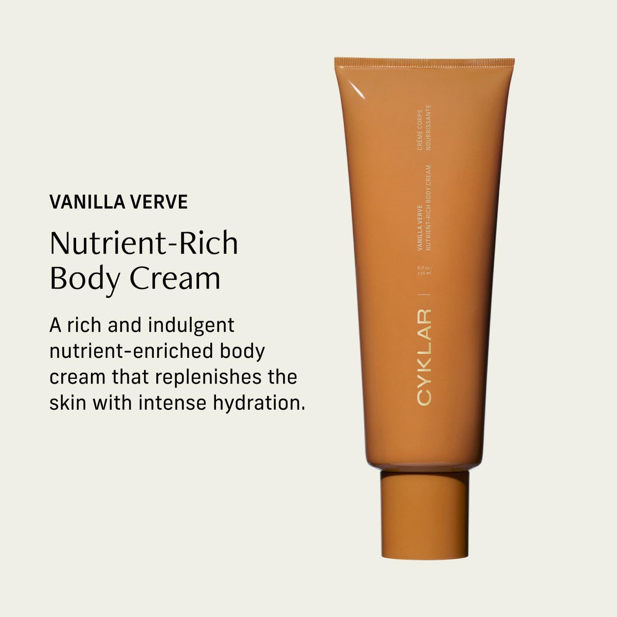 CYKLAR Hydrating Body Cream, 48-Hr Moisture & Non-Greasy - Vanilla Verve CYKLAR