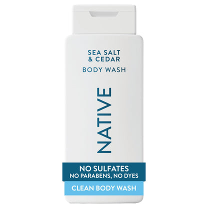 Native Body Wash Contains Naturally Derived Ingredients | For Women & Men, Sulfate, Paraben, & Dye Free Leaving Skin Soft and Hydrated | Sea Salt & Cedar 18 oz Native