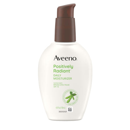 Aveeno Positively Radiant Daily Face Moisturizer with SPF 15 Sunscreen, Hydrating Facial Moisturizer with Soy Extract to Improve Skin Aveeno