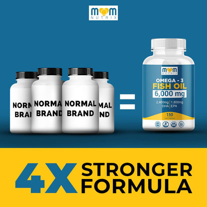 Omega 3 Fish Oil with Maximum EPA DHA - Supports Brain, Liver, Heart & Immunity - Made in The USA - 150 Softgels