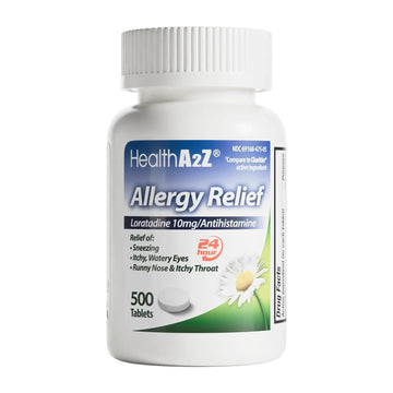 HealthA2Z® Allergy Relief | Loratadine 10mg Antihistamine | 500 Tablets | Dye Free | Relief from Itchy Throat, Sneezing, Runny Noses | 24-Hours Allergy Medicine HealthA2Z buy australia supplements