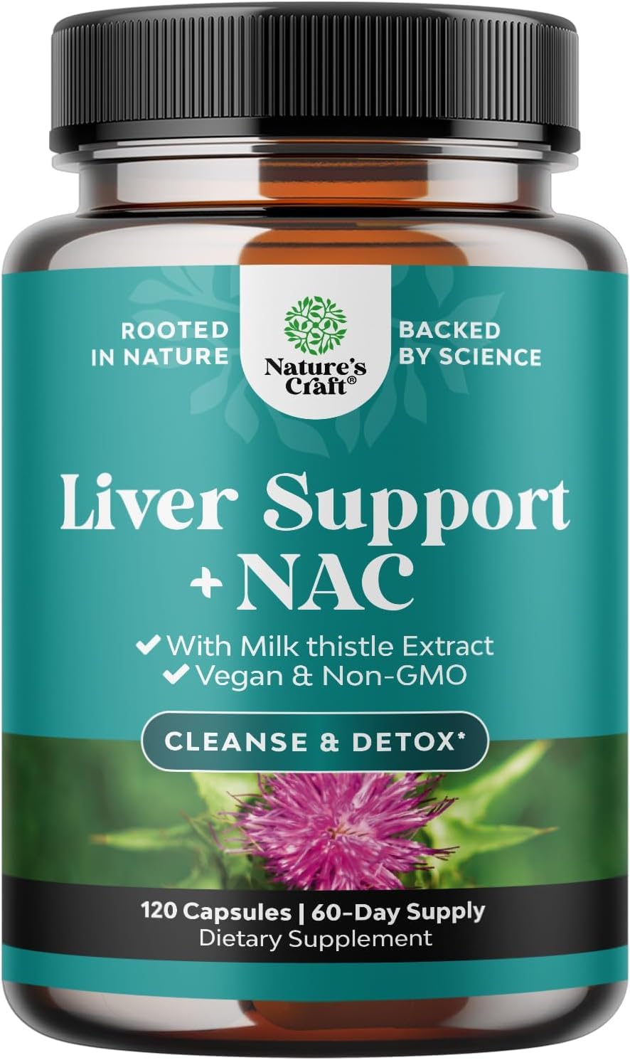 Liver Support NAC Supplement with Milk Thistle for Liver Cleanse Detox & Repair - N Acetyl Cysteine Supplement for Liver Cleanse with Turmeric, Choline, Dandelion & L-Glutathione - 60 Count Gsupps Australia