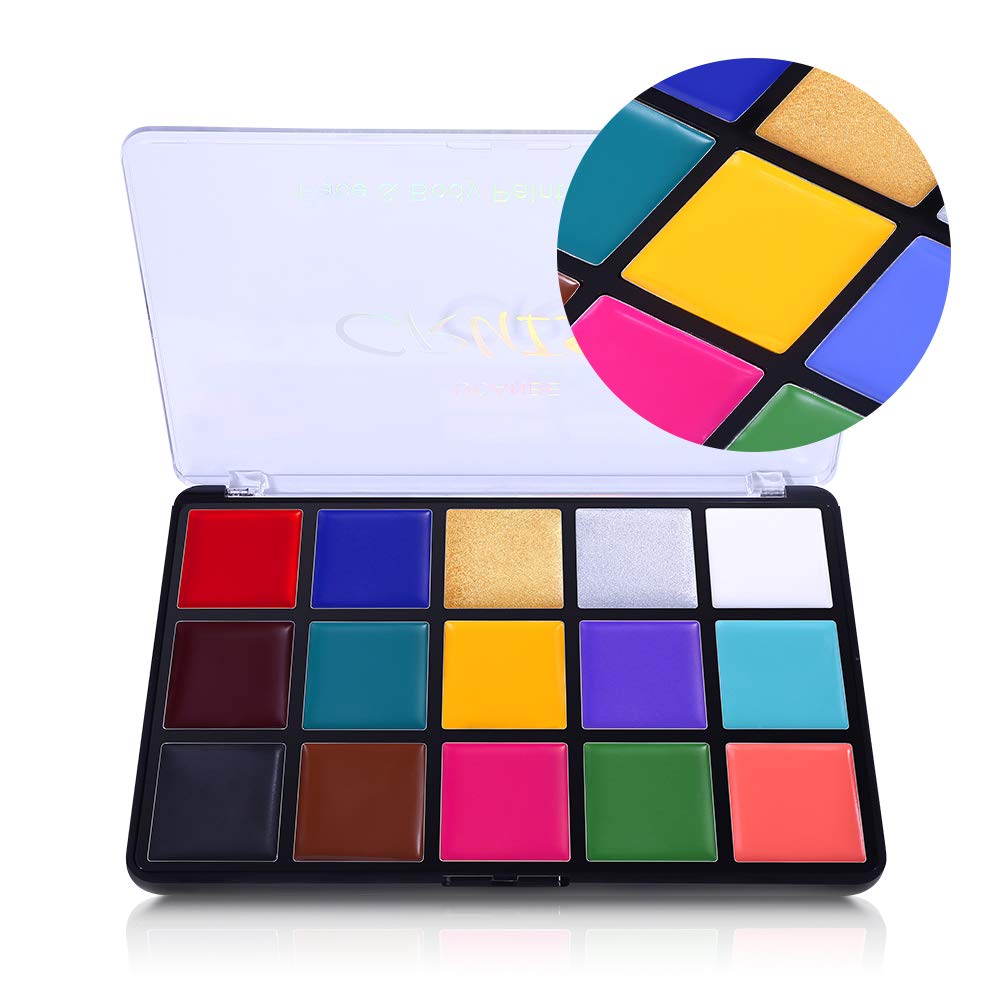 UCANBE Face Body Paint Oil, Professional 15 Colors FX Makeup Palette- Non Toxic Hypoallergenic Safe Facepaint for Halloween, Cosplay Costumes, Parties and Festivals UCANBE