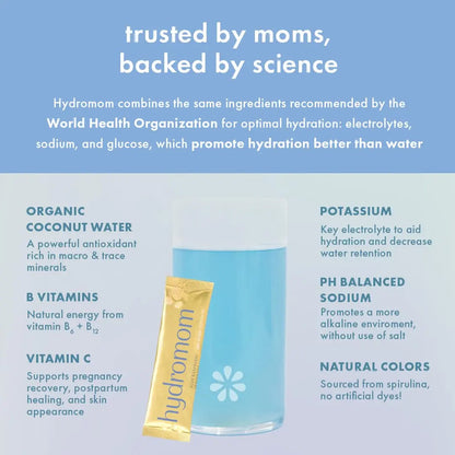 Boobie Hydromom Superfood Electrolyte Drink Mix, Blue Raspberry Lemonade | Refreshing Energy & Hydration Boost for Mamas | On-The-Go & Travel Essentials for Pregnancy, Boobie Brands
