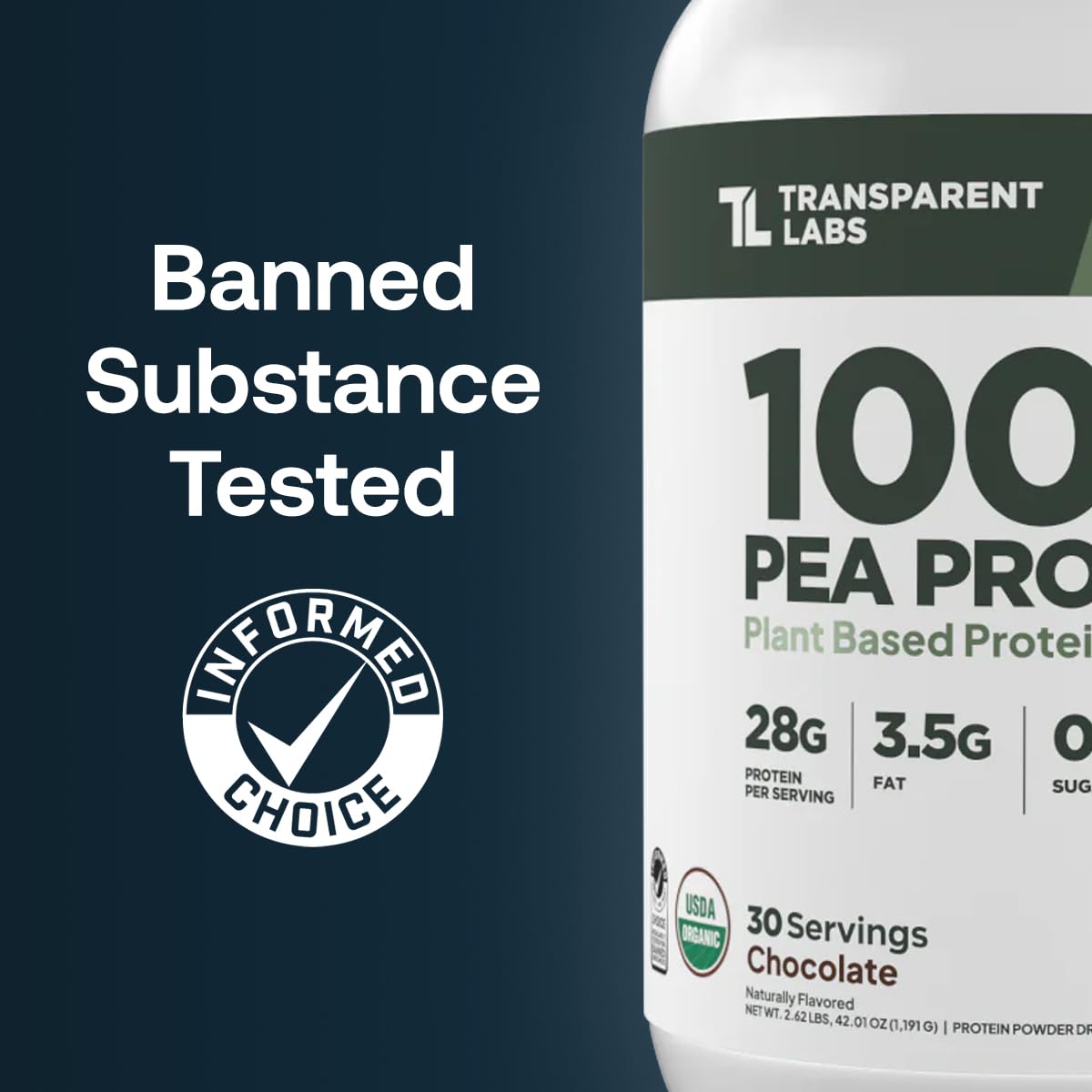 Transparent Labs 100% Pea Protein Powder - 28g Organic Plant Protein per Serving, Clean Pea Isolate Powder, USDA Organic, Vegan, Gluten-Free, Sugar-Free, Non-GMO - 30 Servings, Chocolate Transparent Labs buy australia supplements