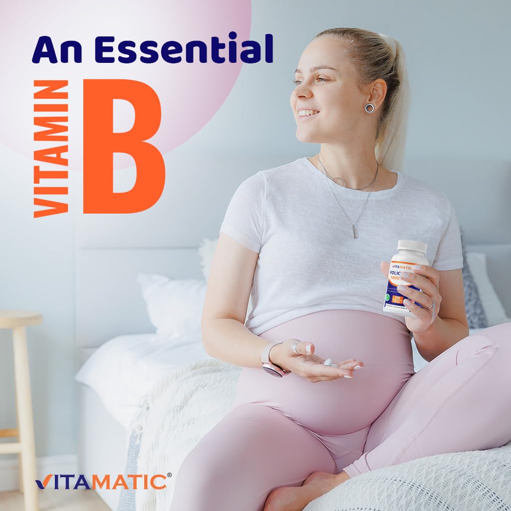 Vitamatic Folic Acid 1000 mcg (1 mg) - Vegetarian Tablets - 1667 mcg DFE - Vitamin B9 (240 Count (Pack of 1)) Vitamatic