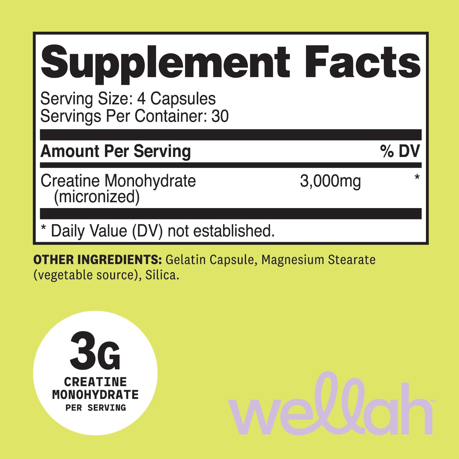Wellah Creatine Monohydrate Capsules (3000 mg) 120 Capsules - Micronized Creatine, 30 Servings Wellah buy australia supplements