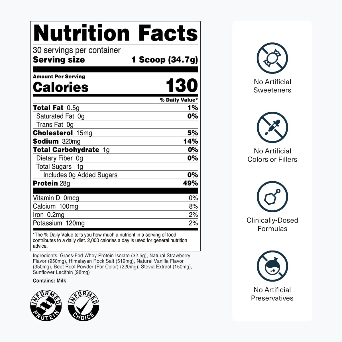 Transparent Labs Grass-Fed Whey Protein Isolate - Naturally Flavored, Gluten Free Whey Protein Powder with 28g of Protein per Serving & 9 Amino Acids - 30 Servings, French Vanilla