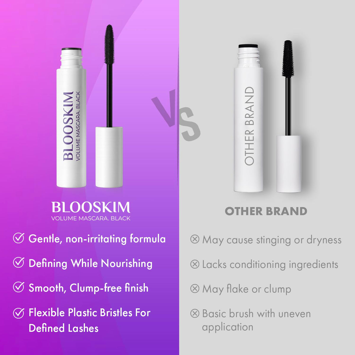Mascara for Older Women 60 Plus: Black Prime Lash Mascara - Prime Mascaras for Mature Women Makeup - Extreme Length in 2 Coats - Hypoallergenic Non-Clumping Formula for Sensitive Eyes, 6g Blooskim