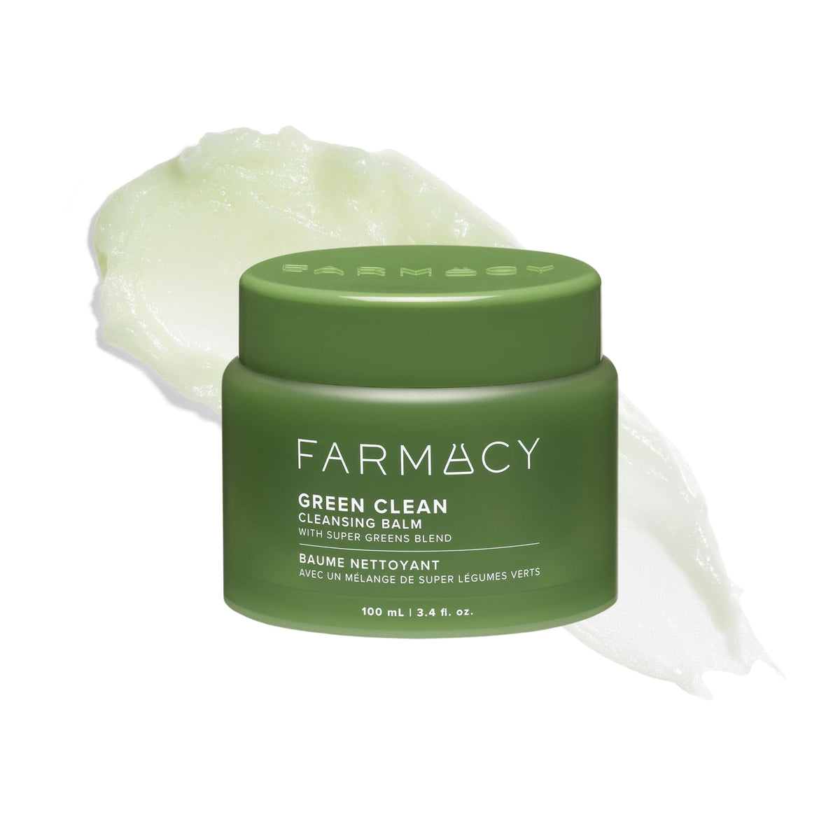 Farmacy Makeup Remover Cleansing Balm - Green Clean Waterproof Makeup Remover Balm + Oil Cleanser for Face - Gently Melts Make Up + SPF - Hydrates + Softens Skin with Super Greens + Papaya (100ml) Farmacy
