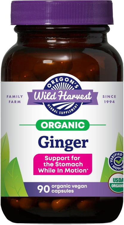 Oregon's Wild Harvest, Certified Organic Ginger Capsules for Stomach Support, Non-GMO, 1000 MGS, 90 Count Gsupps Australia